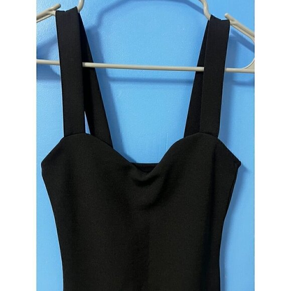 ZARA Black Sleeveless Bodycon Mini Dress With Square Neckline & Wide Straps, SM - Picture 3 of 6